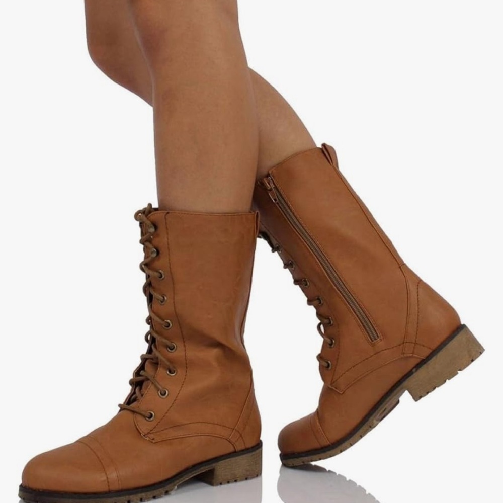 NATURE BREEZE LUG-11 Combat Army Boots Tan Vegan Size 8 Worn 1x $50